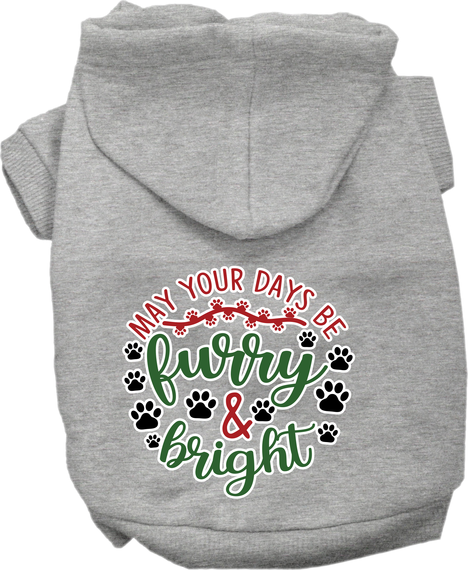 Furry and Bright Screen Print Dog Hoodie Grey Size MD